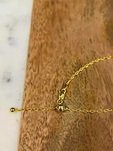 14K Yellow Gold 925 Sterling Silver 2mm Anchor Link Adjustable Necklace 24