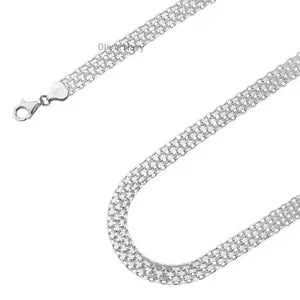 925 Sterling Silver Bismark Chain 8mm Necklace Italian 925 New