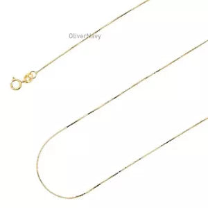 10K Solid Yellow Gold Box Chain Women 16'' 18'' 20'' 22'' 24' 26'' 30''