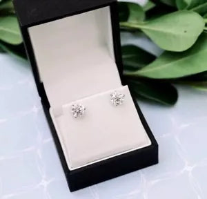 14K White Gold Martini Earrings IGI Round 2 Ct Lab Grown Diamond Stud D VS1