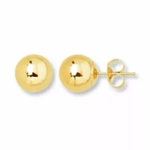 14K Solid Yellow Gold Ball Earrings 3mm 4mm 5mm 6mm 7mm 8mm - Genuine 14K Backs
