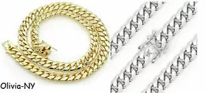 925 Sterling Silver Gold OR Silver Miami Cuban Curb Chain Necklace 7mm Men