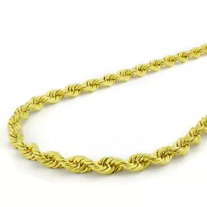 14k Gold Plated Over 925 Sterling Silver Italian Rope Chain Diamond Cut 4mm