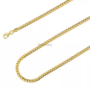 14k Yellow Gold Plated Over Solid 925 Sterling Silver Miami Cuban Chain 3.2mm