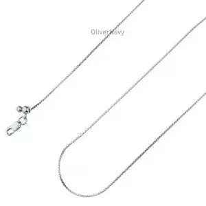 Solid 925 Sterling Silver Adjustable Box Chain Necklace 1mm Sliding Bead