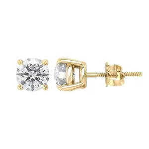 1.00 Ct Real Lab Grown Diamond Studs Earrings in 14k Yellow Gold EF/VS