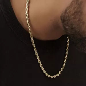 Men's Women's 14k Gold Plated Over Solid 925 Sterling Silver Rope Chain 4.50mm