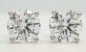 2.00 Ct D VVS2 Ct Round Lab Grown Diamond Studs Screw Back Platinum IGI Cert