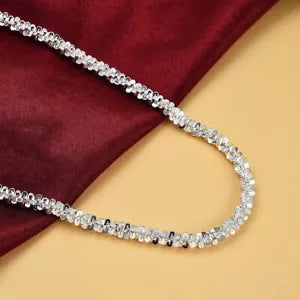 925 Sterling Silver Rhodium 2.50mm Twisted Rock Sparkle Glitter Chain
