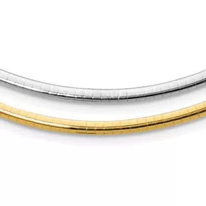 14K Yellow Gold-Plated Silver 925 3mm 4mm 6mm Italian Reversible Omega Necklace