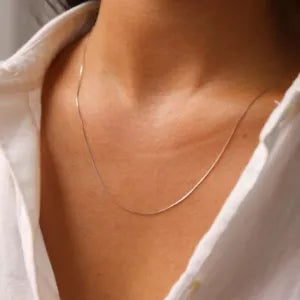Women 10K Solid White Gold Box Chain 0.6mm 16'' 18'' 20'' 22'' 24' 26'' 30''