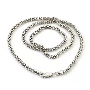 Solid 925 Oxidized Sterling Silver Italian Popcorn Coreana Chain 3mm
