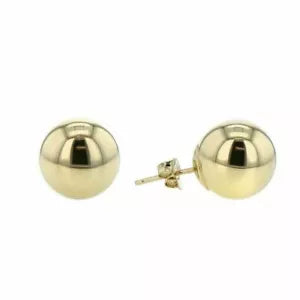 14K Yellow Gold High Polish Ball Stud Earrings 8mm - Genuine Gold