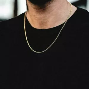 10K Solid Yellow Gold Necklace Gold Rope Chain 16