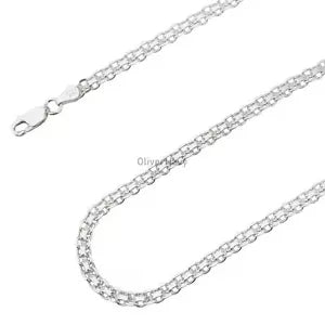 925 Sterling Silver Bismark Chain 4mm Necklace Italian 925 New