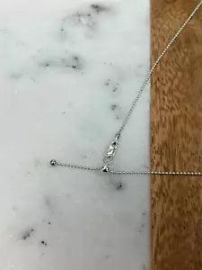 Solid 925 Sterling Silver Adjustable Ball Bead Chain 1mm Necklace, Dog Tag , 925