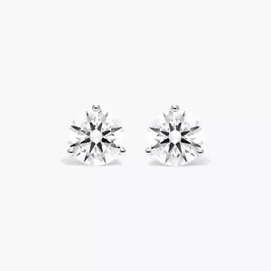 2.00 Ct D VVS2 Round Cut Lab Grown Diamond Stud Earrings 14k Push Backs IGI
