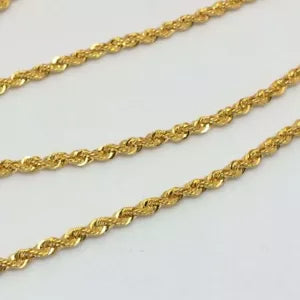 18K Solid Gold Hollow Rope Chain Necklace Men Women - Genuine 18k Gold