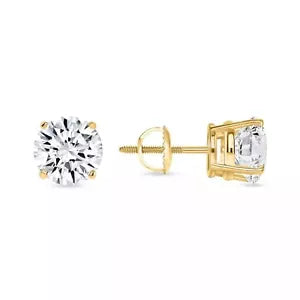 2.00 Ct G VS1 Round Cut Lab Grown Diamond Stud Earrings 14k Gold IGI Certified