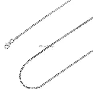 Real 925 Sterling Silver 1.5mm Square Franco Mens Boys Chain Necklace Italian