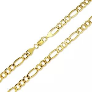 Real 14k Yellow Gold 3mm Figaro Link Chain Necklace Size 16