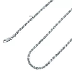 Solid 925 Sterling Silver Rhodium Plated 3.2mm Twisted Rope Link Chain
