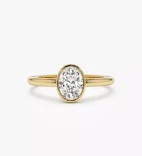 IGI Certified 1Ct Oval E/VS1 Lab Grown Diamond 14K Gold Bezel Set Solitaire Ring