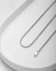 925 Sterling Silver 2.1mm Italian Round Box Chain Necklace Italian Made