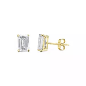 IGI Diamond Earrings E VS1 Emerald 2.32 Carat Lab Grown Diamond 14k Yellow Gold