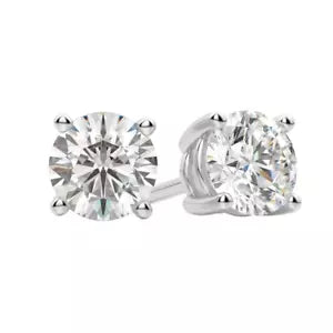 2.00 Ct F VVS1 Round Cut Lab Grown Diamond Stud Earrings 14k White Gold IGI