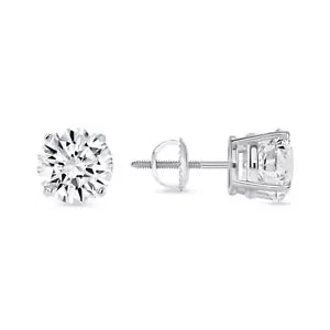 1.00 Ct D VVS2 Round Lab Grown Platinum Diamond Stud Earrings IGI Certified
