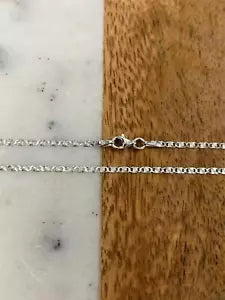 925 Sterling Silver Rhodium Plated 2mm Valentino Chain Necklace ITALY