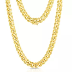 14K Yellow Gold Plated Over 925 Sterling Silver Miami Cuban Chain 7mm Box Lock
