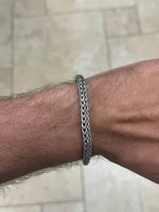 Mens Solid 925 Sterling Silver Bali Handmade Braided Chain Bracelet 8''