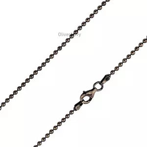 925 Sterling Silver 2mm Ball Bead Oxidized Chain Necklace Lobster Clasp