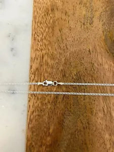 Real 925 Sterling Silver Mens 2.5mm Curb Cuban Chain Necklace - All Sizes