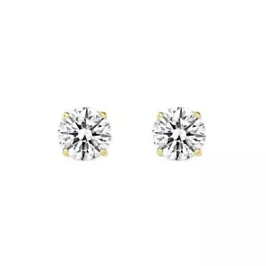 1.50 CTW Round Natural Diamond 14K Yellow Gold Stud Earrings Basket Screw Back