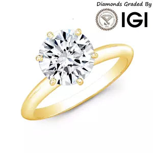 Certified F/VS 1 Ct - 4 Ct Diamond Solitaire 14k Gold Engagement Ring Lab Grown