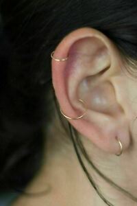 14K Yellow Gold Unisex Endless Hoop Earrings 10mm 12mm 14mm 16mm 18mm 21mm