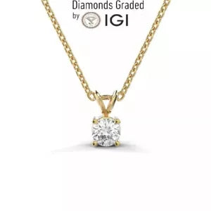 IGI Lab Grown Diamond D VS1 2.00 Carat Round Solitaire Pendant Necklace 14K Gold