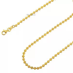 14k Yellow Gold Plated Over 925 Sterling Silver 3mm Mooncut Bead Chain Italian