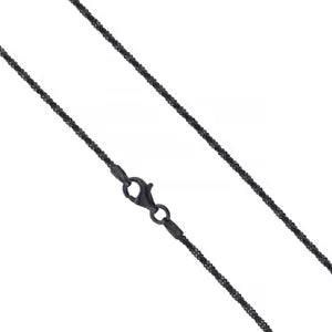 925 Sterling Silver Black Rhodium 2mm Sparkle Margarita Twisted Rock Chain